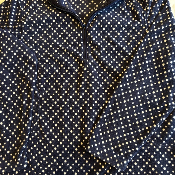 Lands End Navy Blue Patterned Polka Dot Quarter Zip - Picture 3 of 4